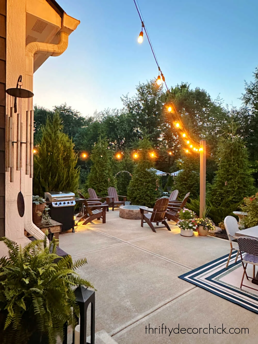 DIY string lights over patio